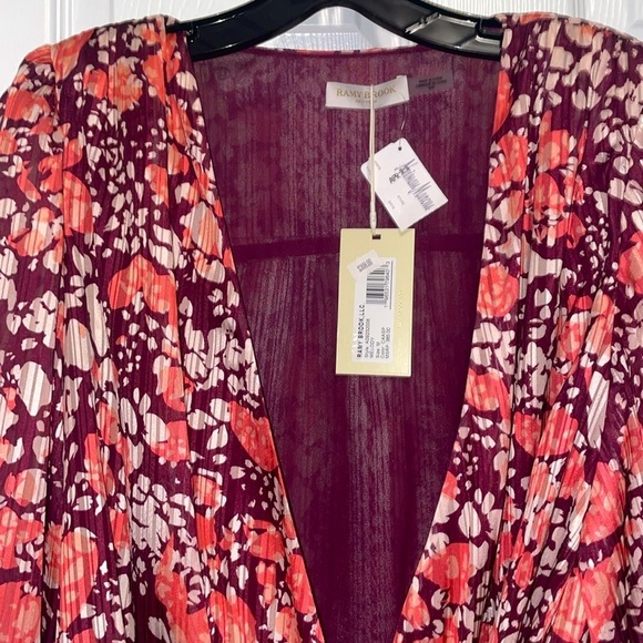 Ramy Brook Melody Floral Wrap Blouse Medium NWT Boho Chiffon - Picture 12 of 15